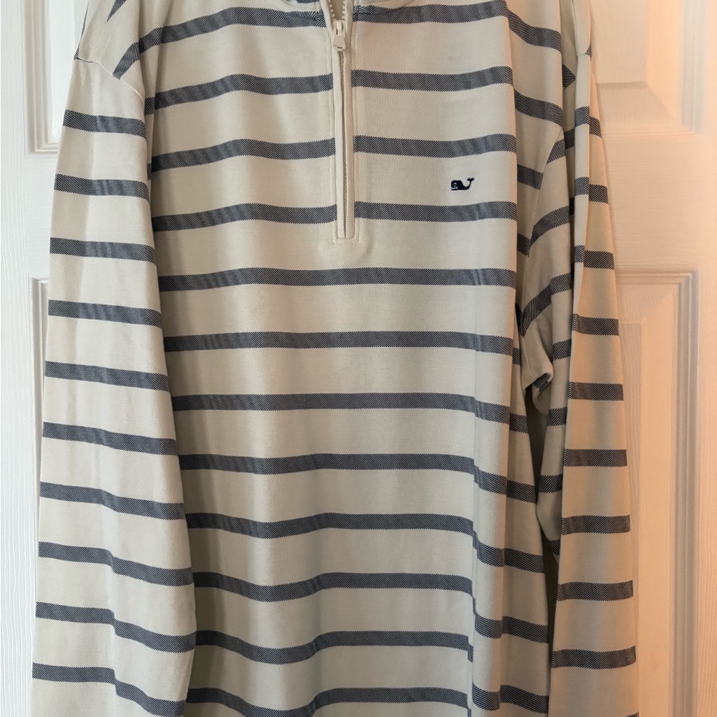 Men’s Vineyard Vines Cream And Gray Zip-Up Sweater